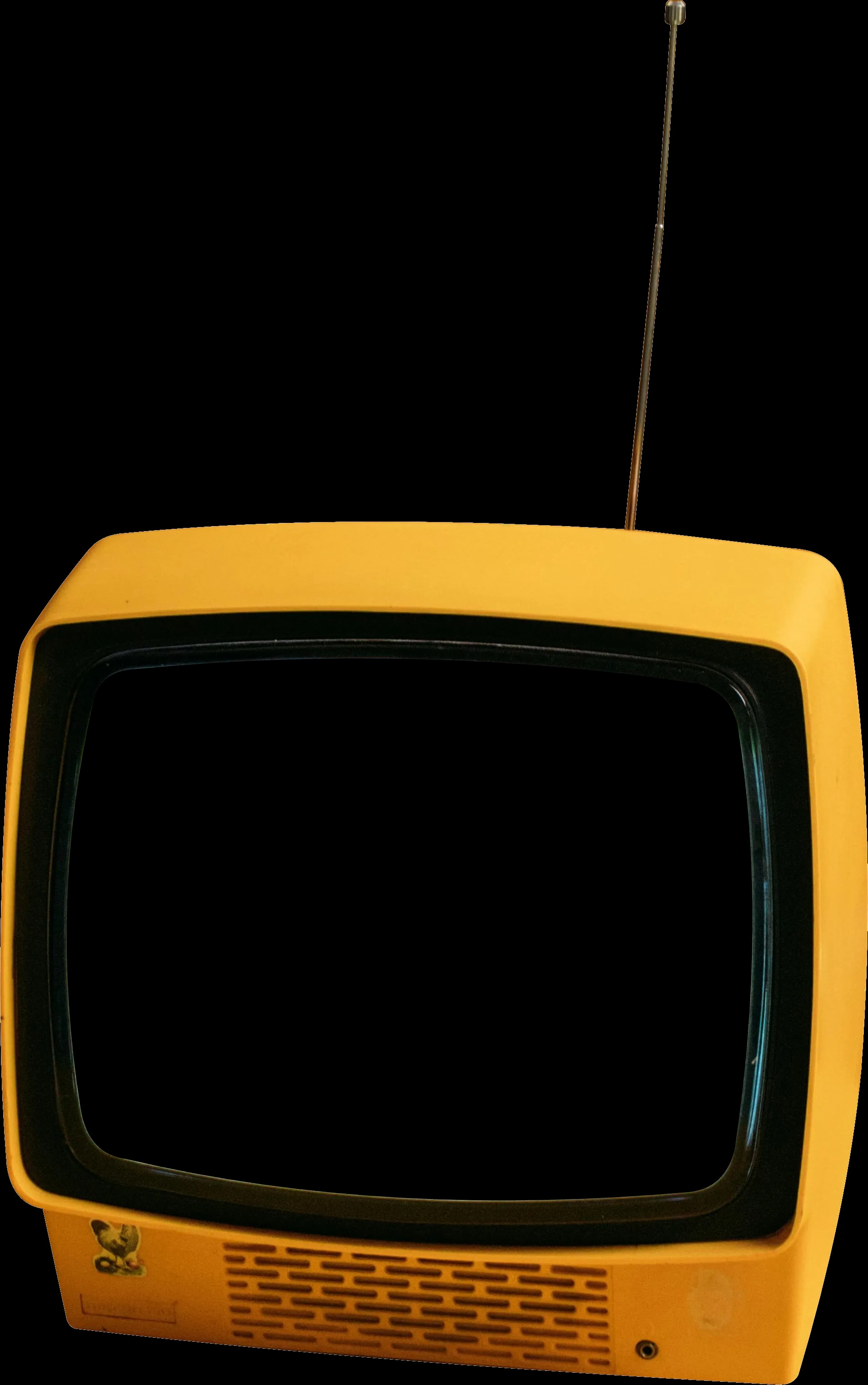 Image of an old fashioned television with animated static on the screen, floating above a gradient background.